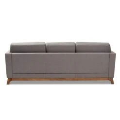 Baxton Studio Sava Fabric Upholstered Walnut Wood 3 Seater Sofa Gray - BaxtonStudio -Home Furniture Shop-Baxton Studio GUEST 0035e331 f34f 4fa9 aa91 9180b705f0a2