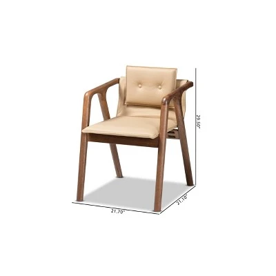 2pc Marcena Imitation Leather Upholstered And Wood Dining Chair Set - Baxton Studio 10 2pc Marcena Imitation Leather Upholstered And Wood Dining Chair Set - Baxton Studio - Image 8