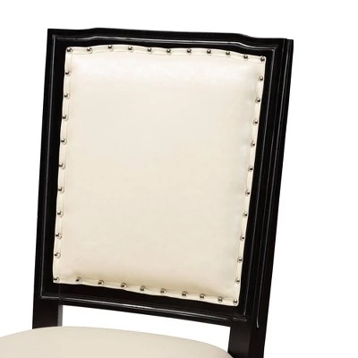 Set Of 2 Louane Faux Leather Upholstered And Wood Dining Chairs Beige/Black - Baxton Studio 6 Set Of 2 Louane Faux Leather Upholstered And Wood Dining Chairs Beige/Black - Baxton Studio - Image 4