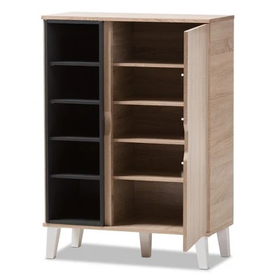 Adelina Mid - Century Modern 1 - Door Wood Shoe Cabinet - Brown - Baxton Studio 3 Adelina Mid - Century Modern 1 - Door Wood Shoe Cabinet - Brown - Baxton Studio
