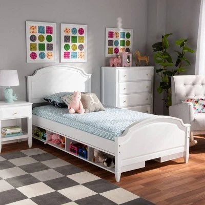 Elise Wood Storage Platform Bed White - Baxton Studio 6 Elise Wood Storage Platform Bed White - Baxton Studio - Image 4