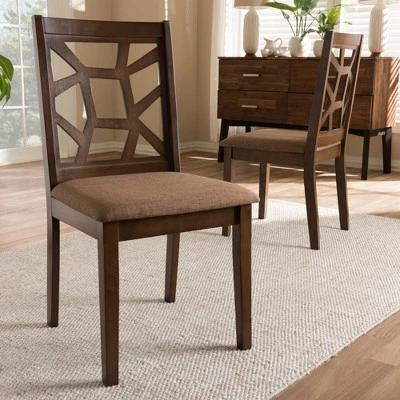 Set Of 2 Abilene Midcentury Fabric Upholstered And Walnut Finished Dining Chairs Brown - Baxton Studio 6 Set Of 2 Abilene Midcentury Fabric Upholstered And Walnut Finished Dining Chairs Brown - Baxton Studio - Image 4