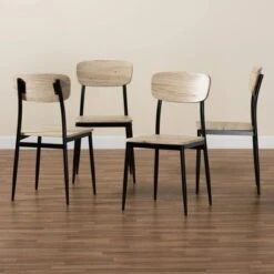 4pc Honore Wood And Metal Dining Chair Set Light Brown/Black - Baxton Studio -Home Furniture Shop-Baxton Studio GUEST 027cee15 274e 4b03 bb15 09863401e059