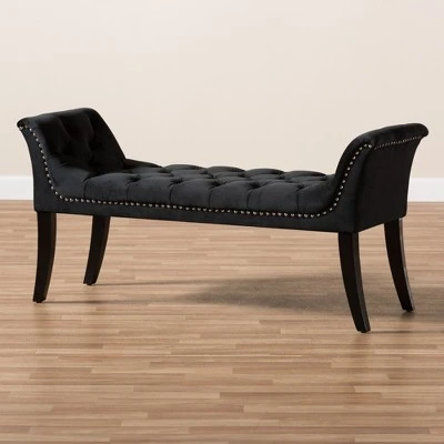 Chandelle Luxe And Contemporary Velvet Upholstered Bench Black - Baxton Studio 9 Chandelle Luxe And Contemporary Velvet Upholstered Bench Black - Baxton Studio - Image 7