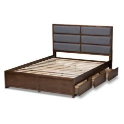 Macey Modern And Contemporary Fabric Upholstered Walnut Finished Storage Platform Bed Gray/Brown - Baxton Studio 17 Macey Modern And Contemporary Fabric Upholstered Walnut Finished Storage Platform Bed Gray/Brown - Baxton Studio -Home Furniture Shop-Baxton Studio GUEST 031c785f e72a 4ad6 9f8d e80fb665123f