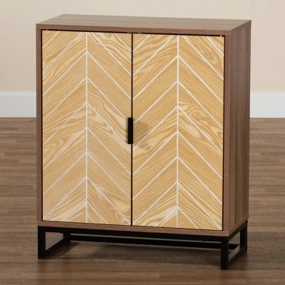 Josephine Two-Tone Wood And Metal 2 Door Storage Cabinet Walnut Brown/White/Black - Baxton Studio 10 Josephine Two-Tone Wood And Metal 2 Door Storage Cabinet Walnut Brown/White/Black - Baxton Studio - Image 8