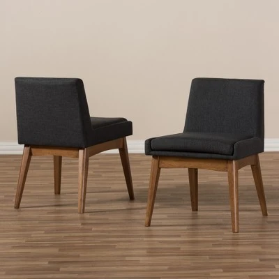 Set Of 2 Nexus Mid Century Modern Walnut Wood Fabric Upholstered Dining Side Chair - Baxton Studio 7 Set Of 2 Nexus Mid Century Modern Walnut Wood Fabric Upholstered Dining Side Chair - Baxton Studio - Image 5