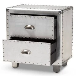 2 Drawer Davet Metal Nightstand Silver - Baxton Studio 14 2 Drawer Davet Metal Nightstand Silver - Baxton Studio -Home Furniture Shop-Baxton Studio GUEST 034d4b9d 9694 4923 9b76 5a4cef44c5fd