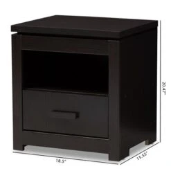 Bienna Modern And Contemporary Finished 1 Drawer Nightstand Dark Brown - Baxton Studio -Home Furniture Shop-Baxton Studio GUEST 037f88ff 09ec 444e 88ac a437b2f19374