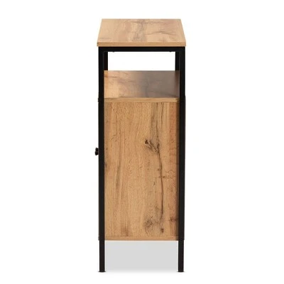 Vander Wood And Metal 2 Door Shoe Cabinet Oak Brown/Black - Baxton Studio 3 Vander Wood And Metal 2 Door Shoe Cabinet Oak Brown/Black - Baxton Studio