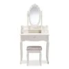 2pc Veronique White Finished Wood Vanity Table With Mirror And Ottoman White - Baxton Studio