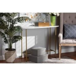Samuel Metal Console Table With Faux Marble Tabletop Gold - Baxton Studio -Home Furniture Shop-Baxton Studio GUEST 04a72dfa a1ad 4825 bf64 e51cfd17fea4