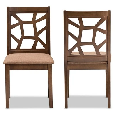 Set Of 2 Abilene Midcentury Fabric Upholstered And Walnut Finished Dining Chairs Brown - Baxton Studio 3 Set Of 2 Abilene Midcentury Fabric Upholstered And Walnut Finished Dining Chairs Brown - Baxton Studio