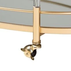 Nakano Metal And Glass 2 Tier Wine Cart Gold/Mirror - Baxton Studio -Home Furniture Shop-Baxton Studio GUEST 051ab4d4 cb23 48c1 90f1 fbeca90e0bd7
