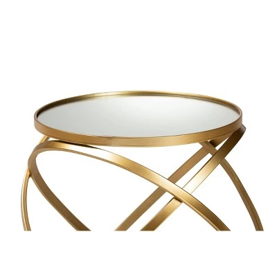 Desma Glam With Luxe Metal And Mirrored Glass End Table Gold - Baxton Studio 4 Desma Glam With Luxe Metal And Mirrored Glass End Table Gold - Baxton Studio - Image 2