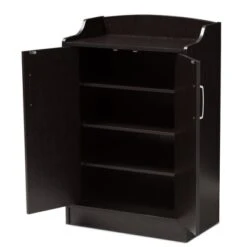 Verdell Modern And Contemporary Finished Shoe Cabinet Dark Brown - Baxton Studio