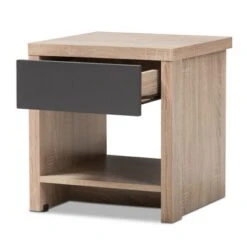 Jamie Modern And Contemporary Two - Tone Wood 1 - Drawer 1 - Shelf Nightstand - Brown - Baxton Studio