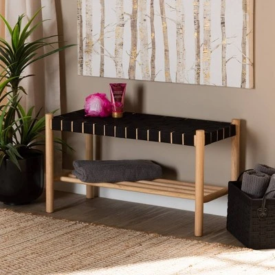 Cadmus Rustic Wood Bench Black/Oak Brown - Baxton Studio 4 Cadmus Rustic Wood Bench Black/Oak Brown - Baxton Studio - Image 2