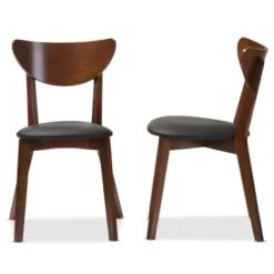 Set Of 2 Sumner Mid - Century Faux Leather Dining Chairs - Black, "Walnut" Brown - Baxton Studio -Home Furniture Shop-Baxton Studio GUEST 06ead8d4 dab2 451a bee1 b9ab2699c248
