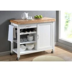 Denver Modern Kitchen Cart White - Baxton Studio