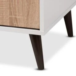 Bastien Light Oak 6 Shelf TV Stand For TVs Up To 60" White/Brown - Baxton Studio -Home Furniture Shop-Baxton Studio GUEST 0715f0fb e0a2 44fd be0a 8d122b3e7d6a