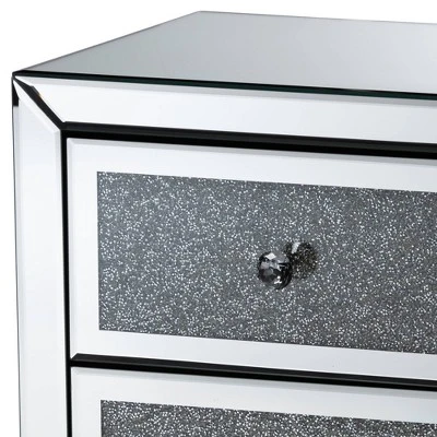 Talan 3 Drawers Mirrored Nightstand - Baxton Studio 6 Talan 3 Drawers Mirrored Nightstand - Baxton Studio - Image 4