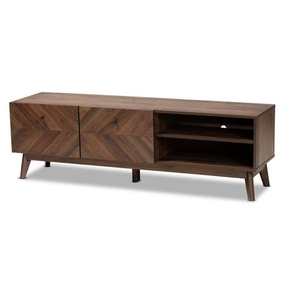 Hartman Wood TV Stand For TVs Up To 60" Walnut Brown - Baxton Studio 5 Hartman Wood TV Stand For TVs Up To 60" Walnut Brown - Baxton Studio - Image 3