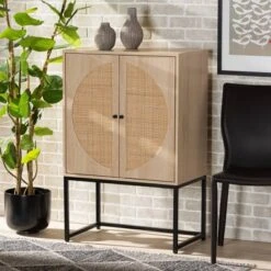 Ardon Bohemian Wood And Metal 2 Door Storage Cabinet With Rattan Light Brown/Black - Baxton Studio -Home Furniture Shop-Baxton Studio GUEST 079202e3 aa6f 4241 87aa 4d07a207be45