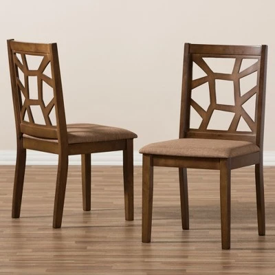 Set Of 2 Abilene Midcentury Fabric Upholstered And Walnut Finished Dining Chairs Brown - Baxton Studio 7 Set Of 2 Abilene Midcentury Fabric Upholstered And Walnut Finished Dining Chairs Brown - Baxton Studio - Image 5