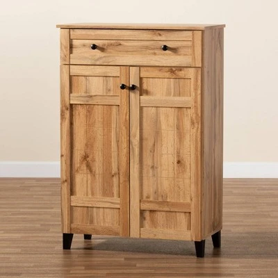 Glidden Wood 1 Drawer Shoe Storage Cabinet Oak Brown - Baxton Studio 11 Glidden Wood 1 Drawer Shoe Storage Cabinet Oak Brown - Baxton Studio - Image 9