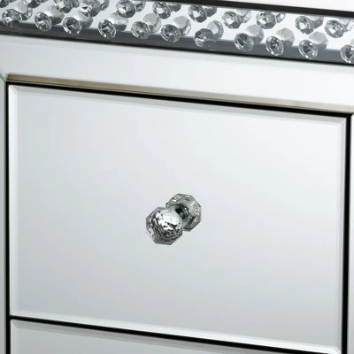 Baxton Studio Mina Mirrored 2 Drawer Nightstand Bedside Table Silver - BaxtonStudio 6 Baxton Studio Mina Mirrored 2 Drawer Nightstand Bedside Table Silver - BaxtonStudio - Image 4