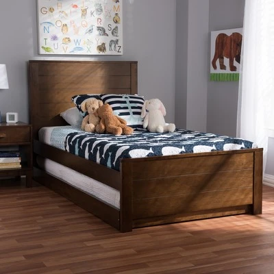 Twin Catalina Modern Classic Mission Style Finished Wood Platform Bed With Trundle - Baxton Studio 11 Twin Catalina Modern Classic Mission Style Finished Wood Platform Bed With Trundle - Baxton Studio - Image 9