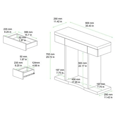 Otis Wood 3 Drawer Console Table Oak Brown - Baxton Studio 8 Otis Wood 3 Drawer Console Table Oak Brown - Baxton Studio - Image 6