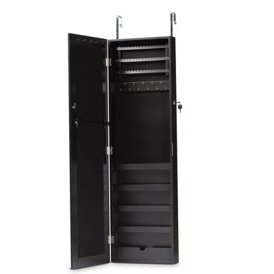Richelle Wood Hanging Jewelry Armoire With Mirror - Baxton Studio 4 Richelle Wood Hanging Jewelry Armoire With Mirror - Baxton Studio - Image 2