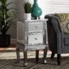 Wycliff Metal And Mirrored Glass 2 Drawer Nightstand Dark Gray/Silver - Baxton Studio -Home Furniture Shop-Baxton Studio GUEST 0b20bf7a 8431 4cfb a0c7 064b655a80f7