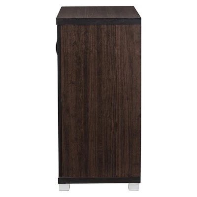 Zentra Modern And Contemporary Sideboard Storage Cabinet With Glass Doors - Dark Brown - Baxton Studio 4 Zentra Modern And Contemporary Sideboard Storage Cabinet With Glass Doors - Dark Brown - Baxton Studio - Image 2