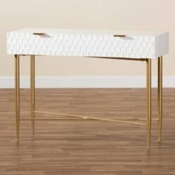 Galia Wood And Metal 1 Drawer Console Table White/Gold - Baxton Studio 19 Galia Wood And Metal 1 Drawer Console Table White/Gold - Baxton Studio -Home Furniture Shop-Baxton Studio GUEST 0b721164 006b 4ffe ba70 fac41c9f5c61