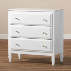 3 Drawer Naomi Wood Bedroom Chest White/Gold - Baxton Studio -Home Furniture Shop-Baxton Studio GUEST 0b8ad4aa 817c 4a5a 816a 71b399896835