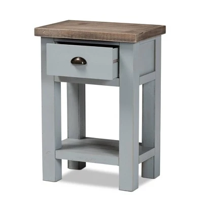 Hastin Two-Tone Wood 1 Drawer Nightstand Brown/Gray - Baxton Studio 3 Hastin Two-Tone Wood 1 Drawer Nightstand Brown/Gray - Baxton Studio