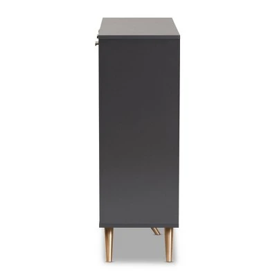 Kelson Wood 3 Door Cabinet Dark Gray/Gold - Baxton Studio 5 Kelson Wood 3 Door Cabinet Dark Gray/Gold - Baxton Studio - Image 3