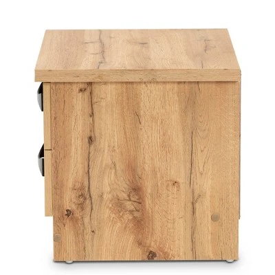 Colburn Wood 2 Drawer Nightstand Oak Brown - Baxton Studio 4 Colburn Wood 2 Drawer Nightstand Oak Brown - Baxton Studio - Image 2