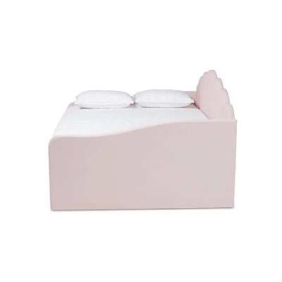 Queen Timila Velvet Fabric Upholstered Daybed With Trundle Light Pink - Baxton Studio 5 Queen Timila Velvet Fabric Upholstered Daybed With Trundle Light Pink - Baxton Studio - Image 3