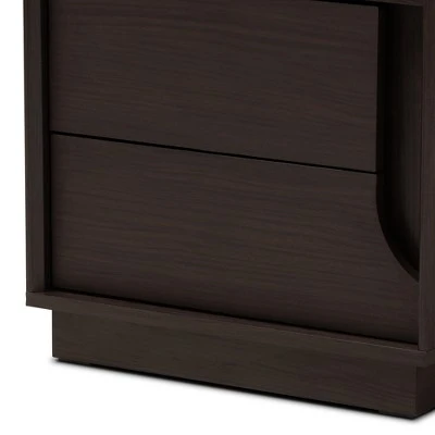 Larsine Finished 2 Drawer Nightstand Brown - Baxton Studio 9 Larsine Finished 2 Drawer Nightstand Brown - Baxton Studio - Image 7