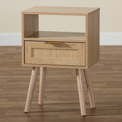 Emmett Wood 1 Drawer End Table Light Brown/Gold - Baxton Studio 10 Emmett Wood 1 Drawer End Table Light Brown/Gold - Baxton Studio - Image 8