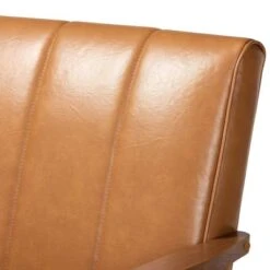 Nikko Mid-Century Faux Leather Upholstered Wood Loveseat Walnut/Brown - Baxton Studio -Home Furniture Shop-Baxton Studio GUEST 0dff91cd 4ec2 4324 b13b 00b4cbc41162