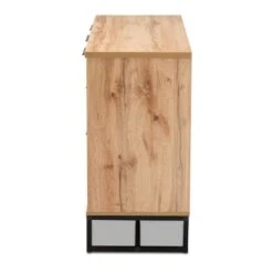 Reid Wood & Metal 3 Drawer Sideboard Buffet Oak/Black - Baxton Studio -Home Furniture Shop-Baxton Studio GUEST 0e9effe5 c294 41bf 8121 e45bca6c46aa