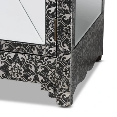 Wycliff Metal And Mirrored Glass 1 Drawer Sideboard Buffet Dark Gray/Silver - Baxton Studio 8 Wycliff Metal And Mirrored Glass 1 Drawer Sideboard Buffet Dark Gray/Silver - Baxton Studio - Image 6