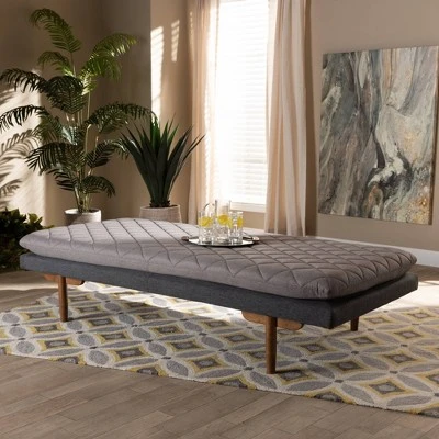 Twin Two Marit Tone Upholstered Wood Daybed Gray/Walnut - Baxton Studio 7 Twin Two Marit Tone Upholstered Wood Daybed Gray/Walnut - Baxton Studio - Image 5