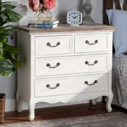 Amalie 4 Drawer Accent Dresser White/Oak - Baxton Studio -Home Furniture Shop-Baxton Studio GUEST 10038e36 ff1a 4210 a38a 1a183f0bcce9