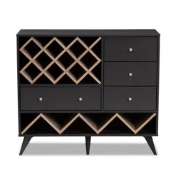 Baxton Studio Savino And Oak Finished Wood Wine Cabinet Gray/Brown - BaxtonStudio -Home Furniture Shop-Baxton Studio GUEST 1071ccb3 690c 40bc a5a9 1d40cc916542